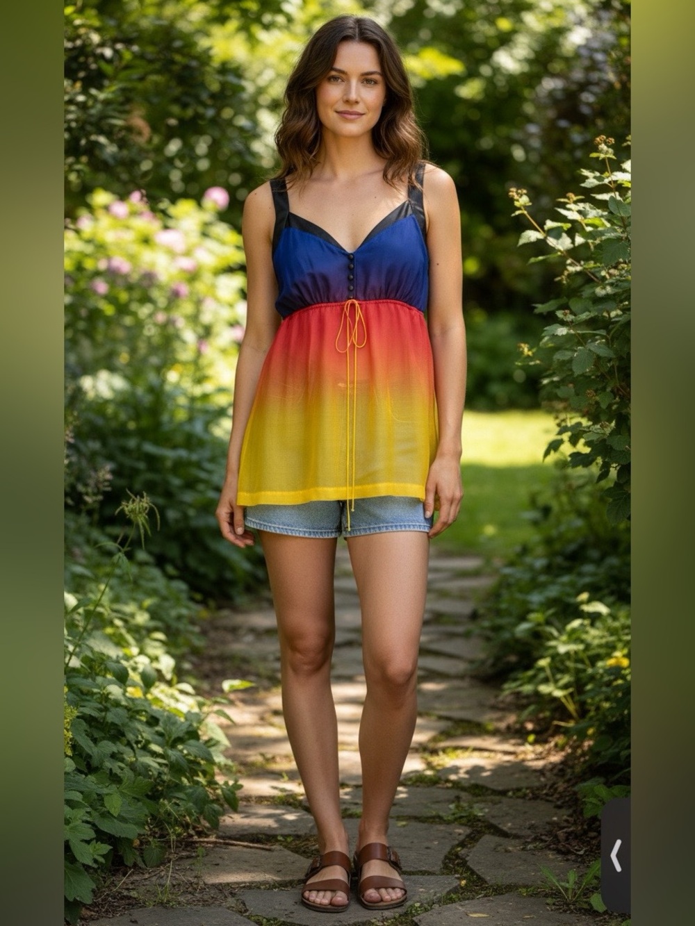 Kensie Trendy Silk Ombre Sleeveless Tunic Top NWT Side Zip Colorblock Large